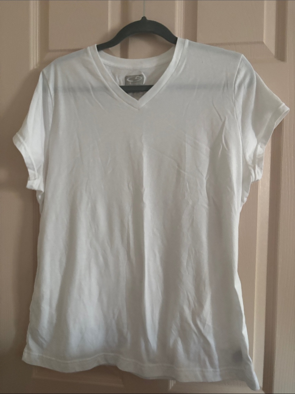 Champion Women's White V-Neck Short Sleeve Tee